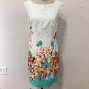 CHETTA B WOMEN'S SLEEVELESS WATERCOLOR FLOWER SHEATH DRESS